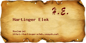 Hartinger Elek névjegykártya